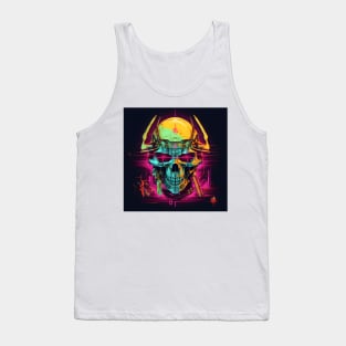 Cyberpunk Neon Samurai Skull Tank Top